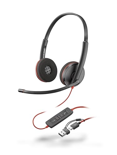 Poly Blackwire 3220 schnurgebundenes USB-C-Headset, Noise Cancelling-Mikrofon, Stereo-Design, Verbindung mit PC/Mac über USB-C oder USB-A, Kompatibel mit Teams/Zoom, SoundGuard-Technologie Poly Blackwire 3220 schnurgebundenes USB-C-Headset, Noise Cancelling-Mikrofon, Stereo-Design, Verbindung mit PC/Mac über USB-C oder USB-A, Kompatibel mit Teams/Zoom, SoundGuard-Technologie