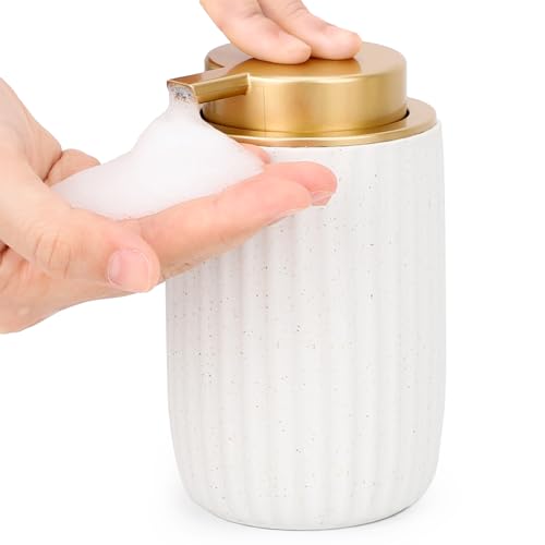 Image of Segbeauty Foam Soap Dispenser Refillable, 10.8oz White Ceramic Foaming Hand Soap Dispenser, 320ml Empty Bathroom Lotion Dispensers Press Foaming Pump Bottle Modern Home Kitchen Containers for Creams