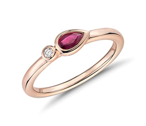 Bague plaquée Or Rose 14K et pierre poire sertie, anneau CZ blanc élégant