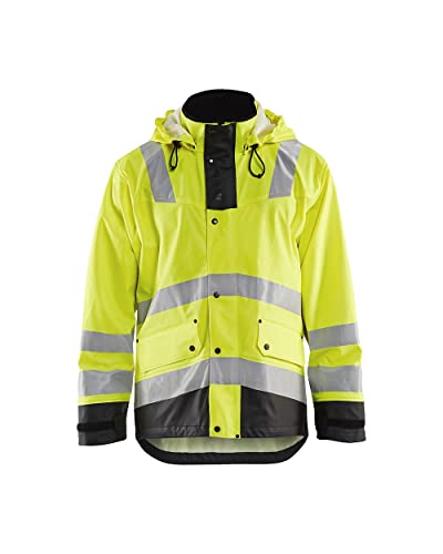 BLAKLADER Men's 4312 Hi-vis Windproof Waterproof Ventilated Rain Jacket with Welded Seams & Removable Adjustable Hood