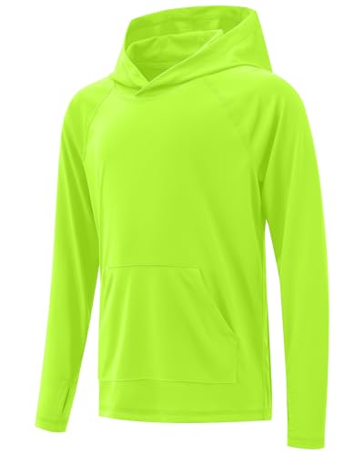 Image of Boys Rash Guard Long Sleeve Hoodie Swim Shirt with Pocket Youth Kids UPF 50+ Sun Protection Fishing Shirts Thumb Hole