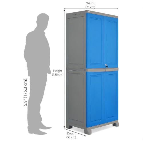 Image of Nilkamal Freedom Big 1 (FB1) Plastic Wardrobe for Storage|3-Year Warranty|Clothes Organizer|Shelves|Cupboard|Almirah for Home, Living Room, Bed Room|Adult & Kids|Deep Blue and Grey