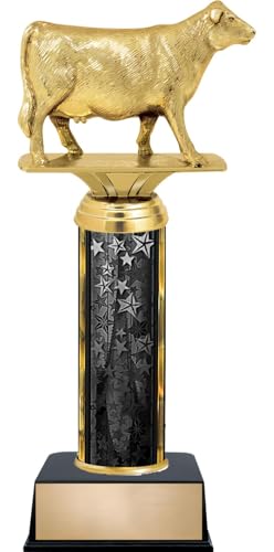 Crown Awards Personalized 9.5" Angus Cow Black Star Trophy, Customize Now