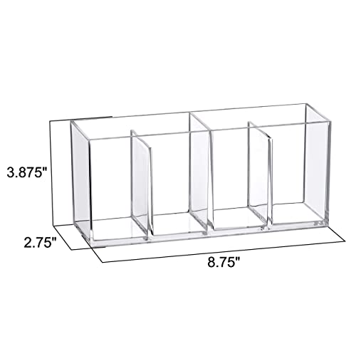 Image of Amazing Abby - Glamour - Acrylic 4-Compartment Makeup Organizer, Transparent Plastic Makeup Brush Holder, Perfect Bathroom Vanity Storage Solution for Makeup Brushes, Eyebrow Pencils, and More