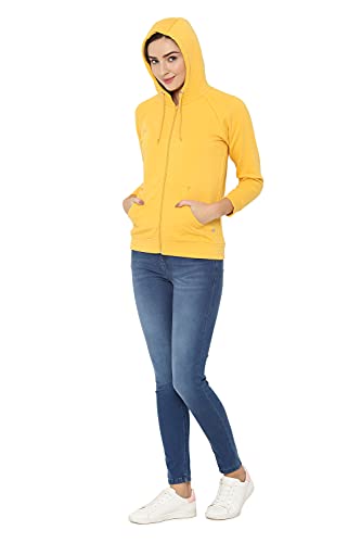 Image of Allen Solly Women's Synthetic Hooded Neck Sweatshirt | Long Seelves Regular Fit Zipper