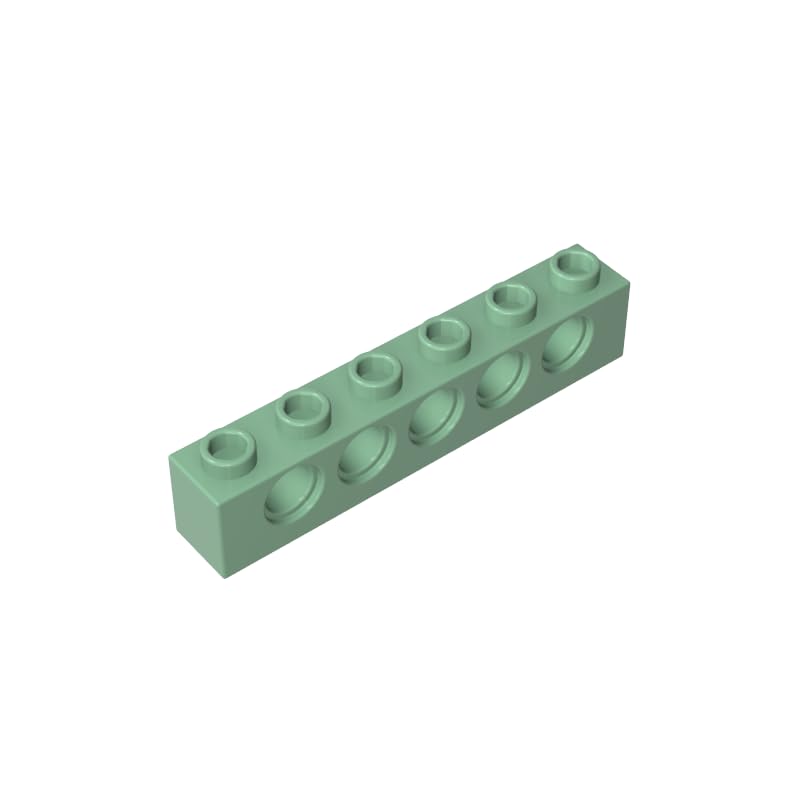 Gobricks 3894 Technology Brick Technic Brick 1x6 [5 Holes] 50 Pieces GDS-626 Compatible with Lego Building Blocks Color:Sand Green — image 1