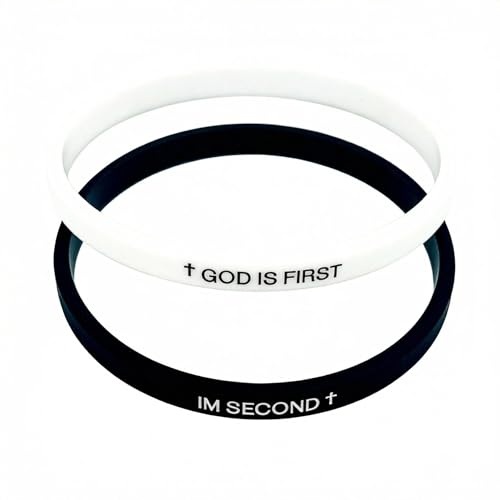 CQIUKJ GOD IS FIRST Bracelet for Men Women Rubber Bracelets White Black