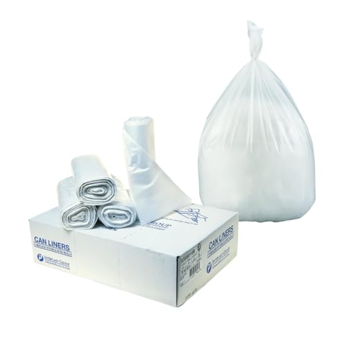 Image of Inteplast Group S366017N 55 Gallon Capacity, 60 inch Length x 36 inch Width x 17 Mic Thickness, Natural Color, HDPE Commercial Coreless Institutional Trash Can Liner (Case of 8 Roll, 25 Bags per Roll)