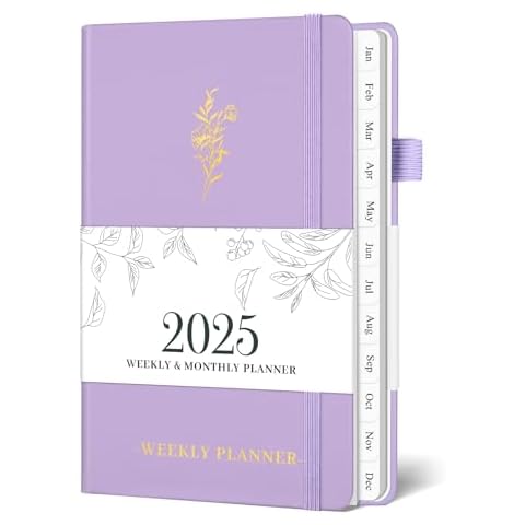 2025 Pocket Planner, A6 Weekly and Monthly Planner with Monthly Tabs from Jan 2025 - Dec 2025, Small Hardcover Calendar Planner Notebook for School & Office Schedule, 3.7"×6.2", Purple Cover