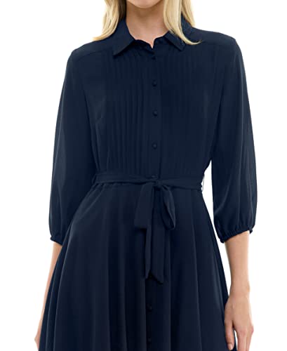 Nanette Nanette Lepore Women's Elbow Sleeve Pintuck Shirt Dress with Self Lining Dress