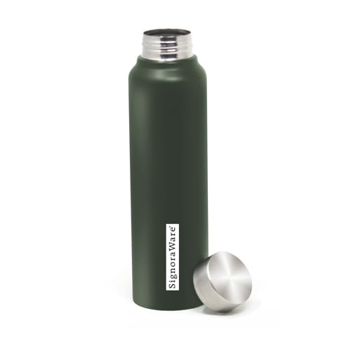 SignoraWare Aqua Single Wall Stainless Steel Bottle | Airtight & Leakproof | Sleek Design | Easy to Carry & Clean | Ideal for Office, School, Gym, Picnic, Travel & Outdoor Use (1 Ltr | Green)