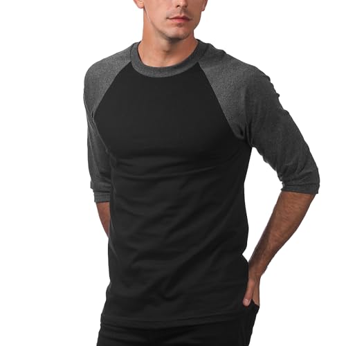 Pro Club Camiseta de béisbol para hombre con cuello redondo y mangas 3/4 miniatura 4