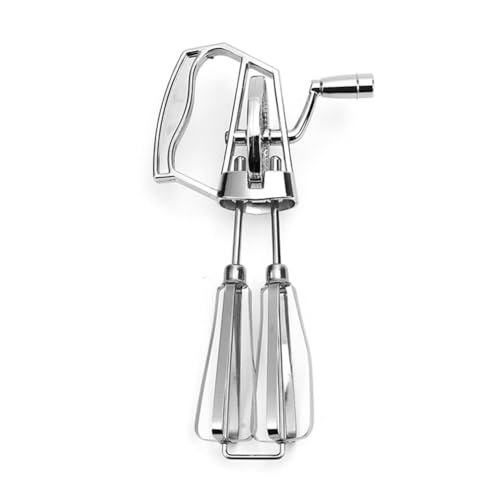 FACAIIO Manivela manual para batidora para cocina, batidor de masa de acero inoxidable con velocidad ajustable, herramienta multiusos para hornear huevos, crema, salsas, no necesita electricidad