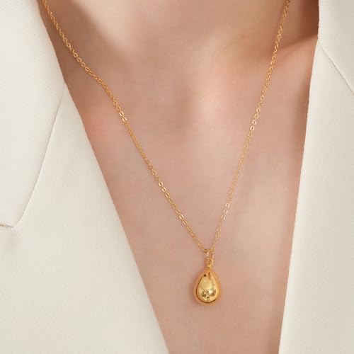 Dainty Teardrop Pendant Necklace for Women 14k Gold Plated Tear Pendant Necklaces 925 Sterling Silver Pear Pendant Necklace Jewelry for Women2