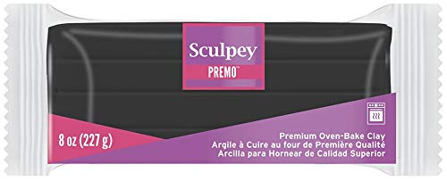 Sculpey Premo Polymer Oven-Bake Clay, Black, Non Toxic, 8 oz. bar, Great for jewelry making, holiday, DIY, mixed media and home dcor projects. Premium clay Great for clayers and artists.