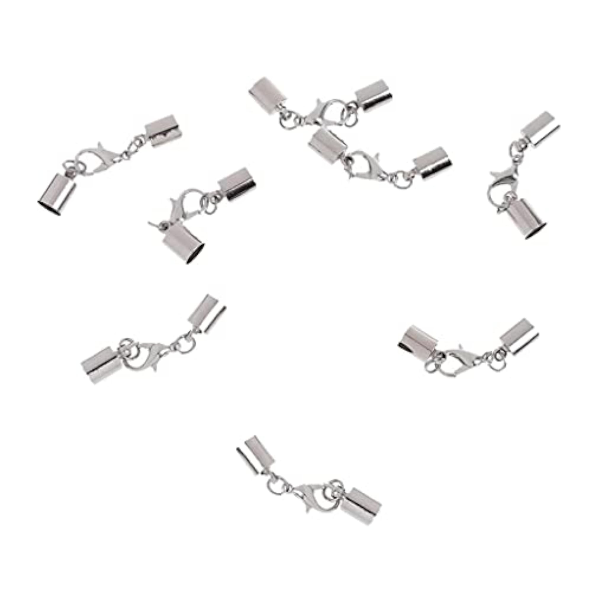 8 Sets Metal Plated White K Leather Chain Necklace End Cap