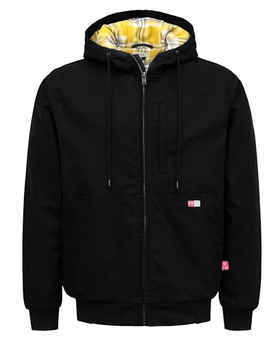TICOMELA FR Jackets for men Flame Resistant Duck Hoodies Insulated Hooded Coat Outwear Water Repellent Oil Resistant
