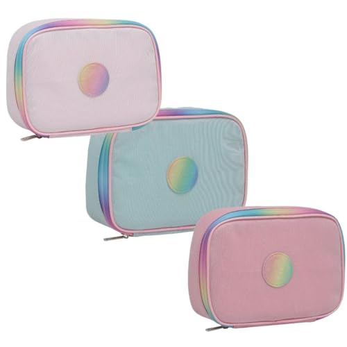 Estojo Grande Escolar Porta Lapis e Canetas Com 2 Divisórias (ROSA CLARO)