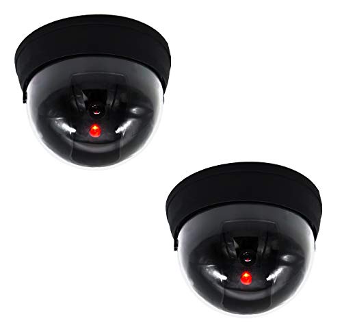 Preisvergleich Produktbild 2X LED Kamera Dummy Fake Überwachungskamera Kamera Atrappe Überwachung Dome Täuschend Echt Sicherheitskamera Haus Sicherheit Security Indoor Outdoor