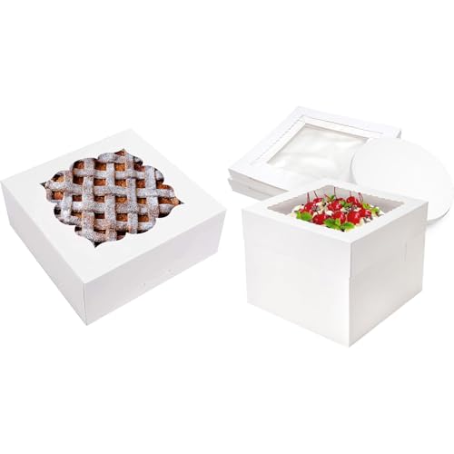 Bundle of 20 Pack Pie Boxes and 10 Pack White Tall Cake Boxes for Gift Giving