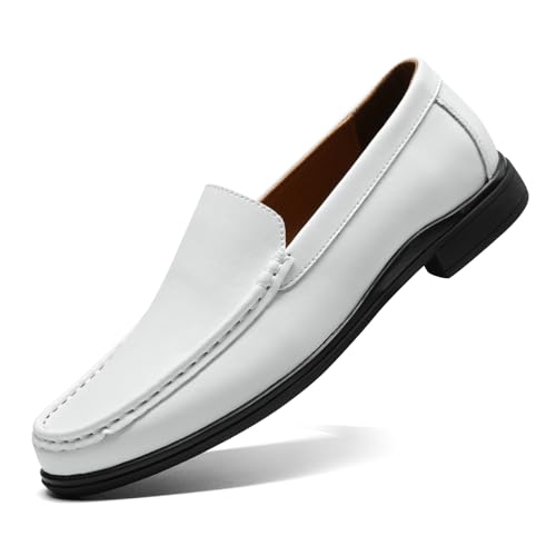 Image of Men's Loafers Casual Leather Slip-On Oxfords Driving Shoes Dress Soft Comfortable & Light-Weight Black