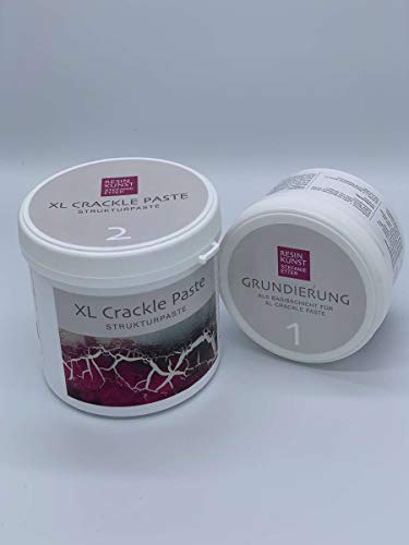 Resin Kunst XL Crackle Paste, 1,2 kg (2 Komponenten, Grundierung und Strukturpaste), Crakelee, Facettenpaste
