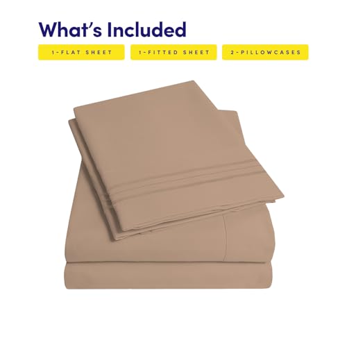 Image of 1500 Supreme Collection Queen Sheet Sets Taupe - Luxury Hotel Bed Sheets and Pillowcase Set for Queen Mattress - Extra Soft, Elastic Corner Straps, Deep Pocket Sheets, Queen Taupe