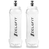 ZelaFit® 2x Faltbare Trinkflasche 500 ml, Soft Flask Trinkbeutel für Laufen &...
