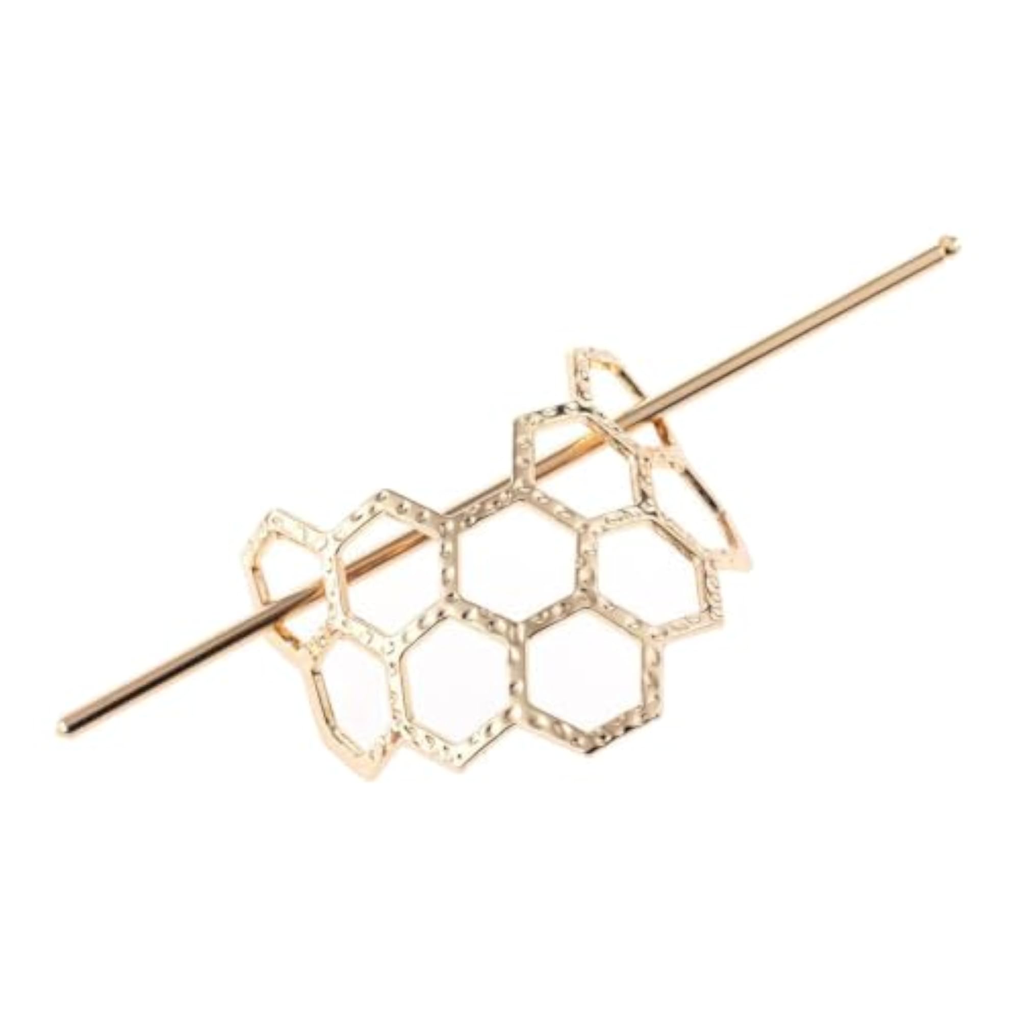 Gold Metal Alloy Geometric Hair Stick Bun Holder
