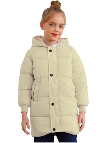 Kids Girls Boys Hooded Coat Long Sleeve Thick Padded Jacket with Pockets Winter Outerwear Jackets