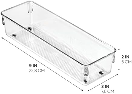 iDesign Linus Organiser Tray, Small Plastic Drawer Insert, Works Well as Accessories Organiser, Clear