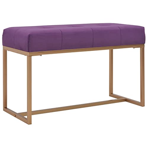 QUAHEAS Banco de terciopelo de 80 cm, color morado, acolchado con marco de hierro con recubrimiento en polvo, para pasillo, salón, dormitorio, con espacio de almacenamiento, solapa y cojín