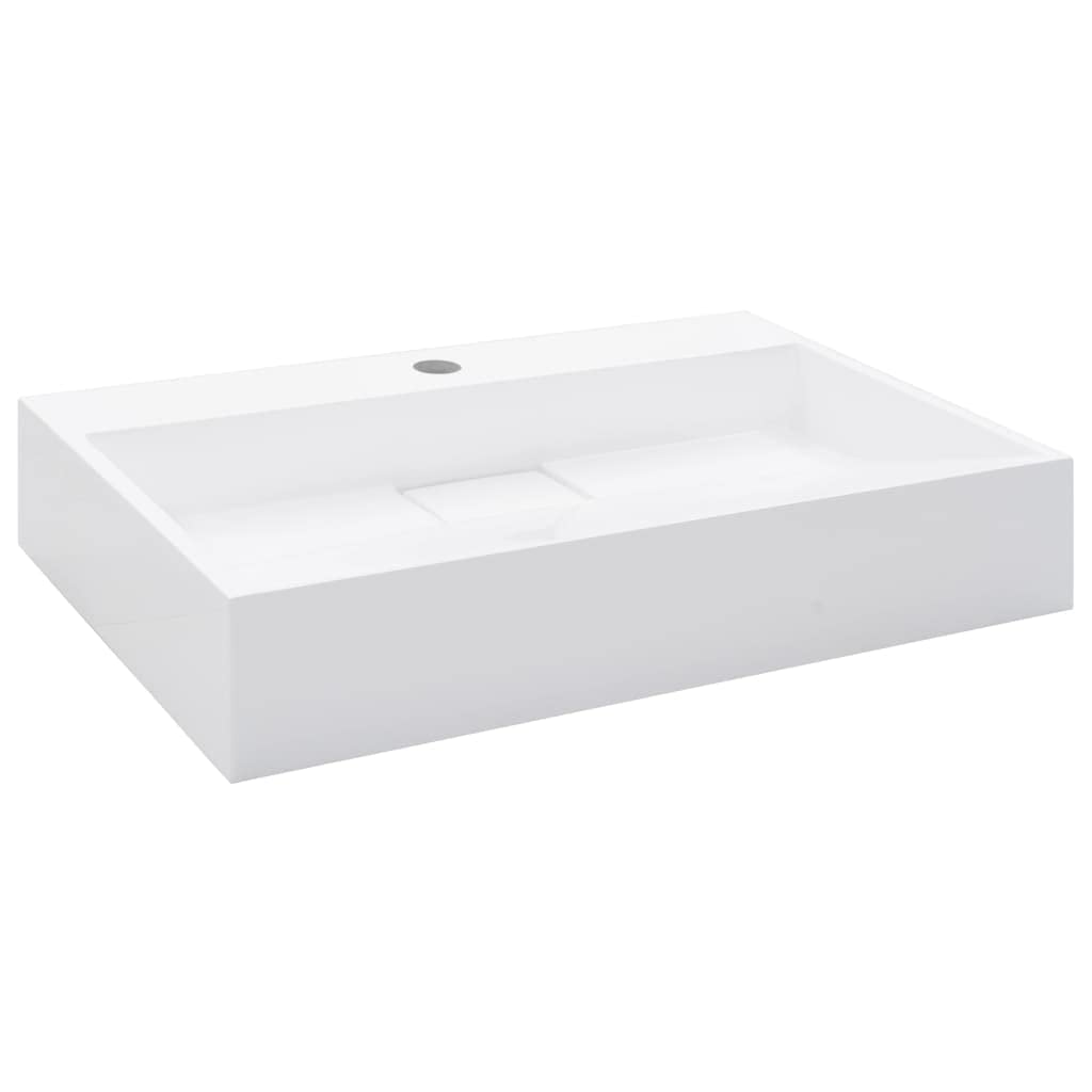 vidaXL Lavabo Resina Mineral/Mármol Baño Servicio Fregadero Pieza Fontanería Bricolaje Instalación Decoración Grifería Sanitario 60x38x11 cm Blanco