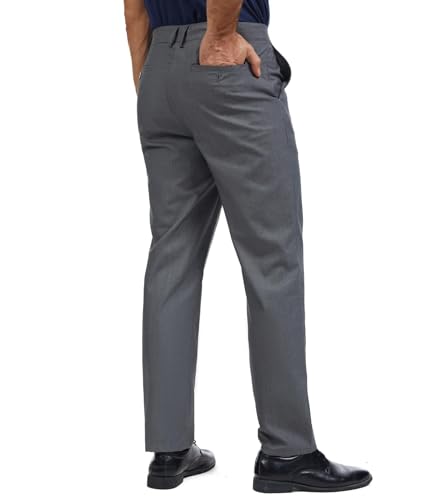 Image of Men's Tall Classic Fit Flex Flat Front Dress Pants Formal Pants for Business & Office