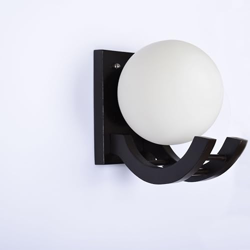 Image of BENE Dallas Wooden Indoor Modern Wall Light, E-27 Base Wall Lamp for Home Decor - Living Room, Bedroom, Dining, Hallway, Staircase, 14 cm (Wood, Pack of 2)