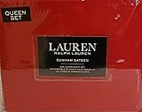 Ralph Lauren Admiral Red Dunham Sateen Sheet Set, Queen Size