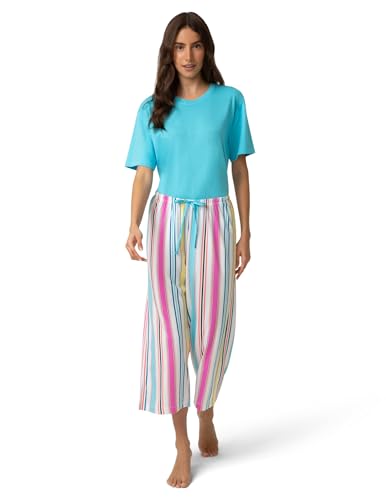 Image of HUE Women's Summer Vacation Pajama Separates, Soft, Whimsical Print Pjs with Tropical Beach Themes, Flip Flops, Cocktails