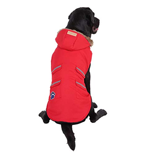 Dogs Hoodie Waterproof Windproof Dog Coat Cold Weather Warm Pet Jacket Reversible Stormguard Winter Dog Vest for Medium Large Dogs by 2DXuixsh Red