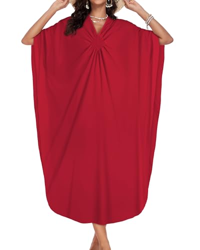 Image of Kaftan Dresses for Women V Neck Caftans Batwing Sleeve Beach Cover Ups