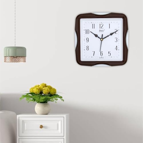 Image of Matiz Analog 30 cm X 30 cm Wall Clock | Brown | with Glass | Standard| 117 Brown White