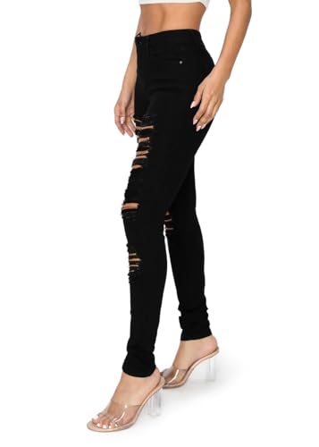 2LUV Women's Distressed Skinny Ripped Jeans2