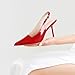 RIBONGZ Red Elegant Dressy Heels for Women Closed Toe Pointy High Heels Sexy Slingback Pumps Wedding Bride Kitten Heels Prom Party Evening Shoes 7.5