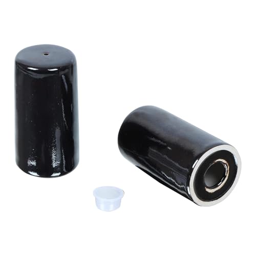 Image of QIMACPLUS Handcrafted Ceramic Salt and Pepper Shaker Set | Perfect Pour Holes for Kitchen, Dining Table, Picnic, Office, Restaurant, and Hotel | Set of 2 (Black)