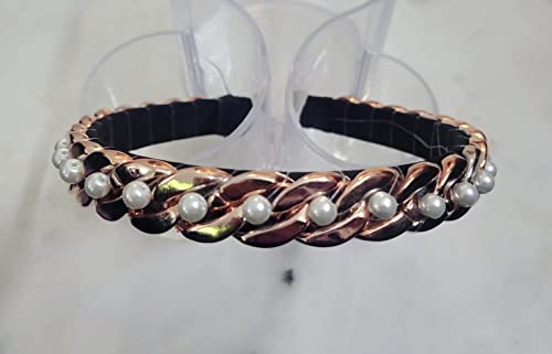 Image of Elegant Rosegold Handcrafted Thick Chain Hairbands Headbands for Girls & Women (Pack of 1)