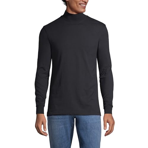 Lands' End Mens Long Sleeve Super-T Mockneck Black Tall Large