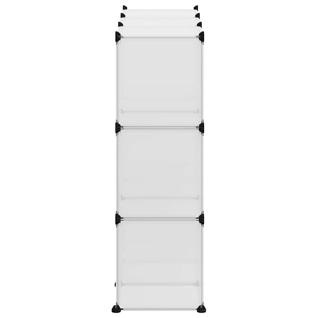 Organizador de cubos de almacenamiento con 9 cubos de polipropileno transparentes apilables, para ahorrar espacio, sistema de soporte estable para dormitorio, pasillo, oficina
