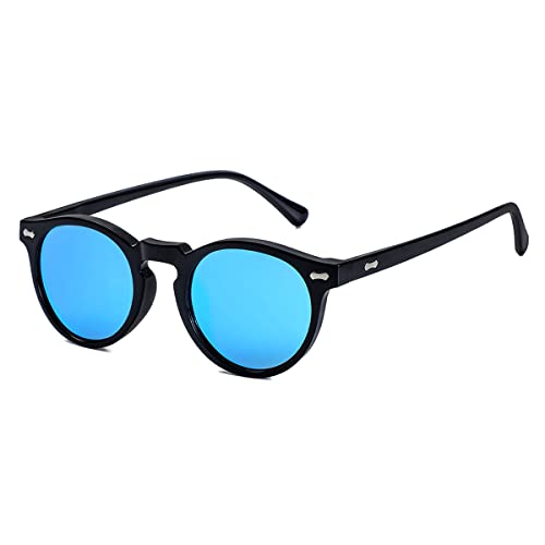 Image of Gleyemor Vintage Polarized Sunglasses for Men Round Sunglasses UV400 Protection Retro Hand-crafted Acetate Frame