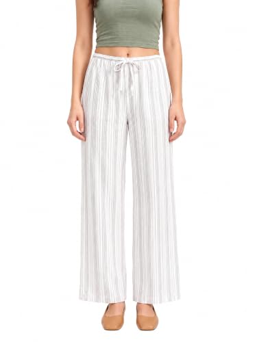 Image of PURVAJA Women's Comfort Wide Leg Full Length Flat-Front Printed Trouser