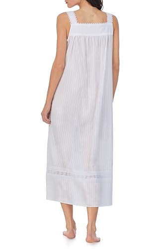 Eileen West Sleepwear & Loungewear for Women – Dobby Stripe Collection - 100% Cotton Lightweight Sleeveless Long Nightgown3