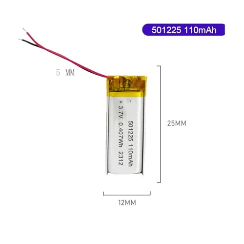 Batería 501225 recargable Li-Po 110 mAh 3,7 V de litio pequeña 2